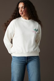 米白色 - Christmas Vintage Look Ski Slope Crew Neck Sweatshirt - 圖片 3，共 7