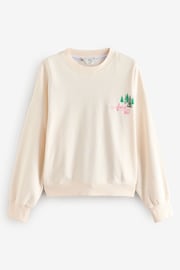 Ecru White Christmas Vintage Look Ski Slope Crew Neck Sweatshirt - Image 5 of 7