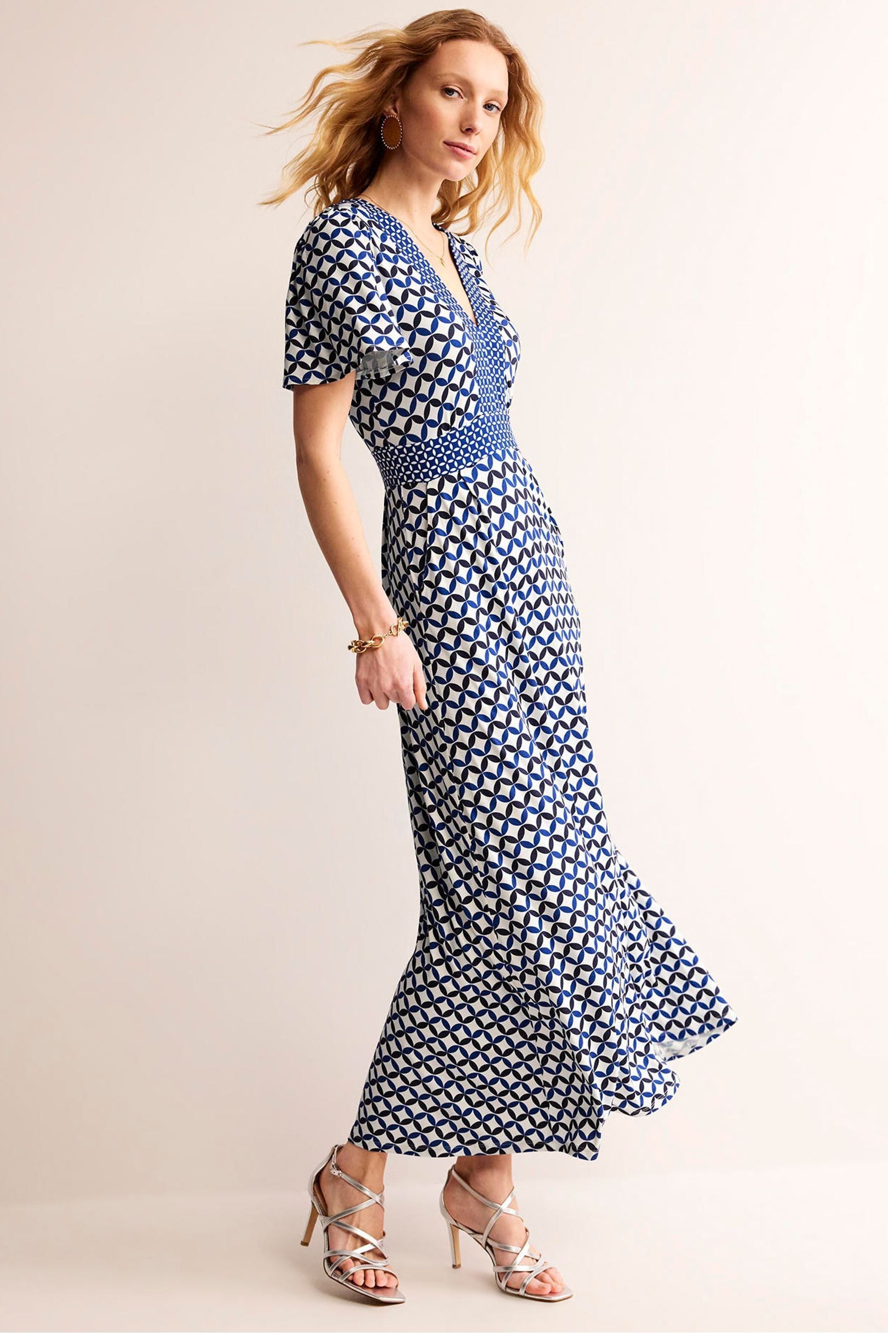 Buy Boden Cream Flutter Jersey Maxi Dress from Next Luxembourg