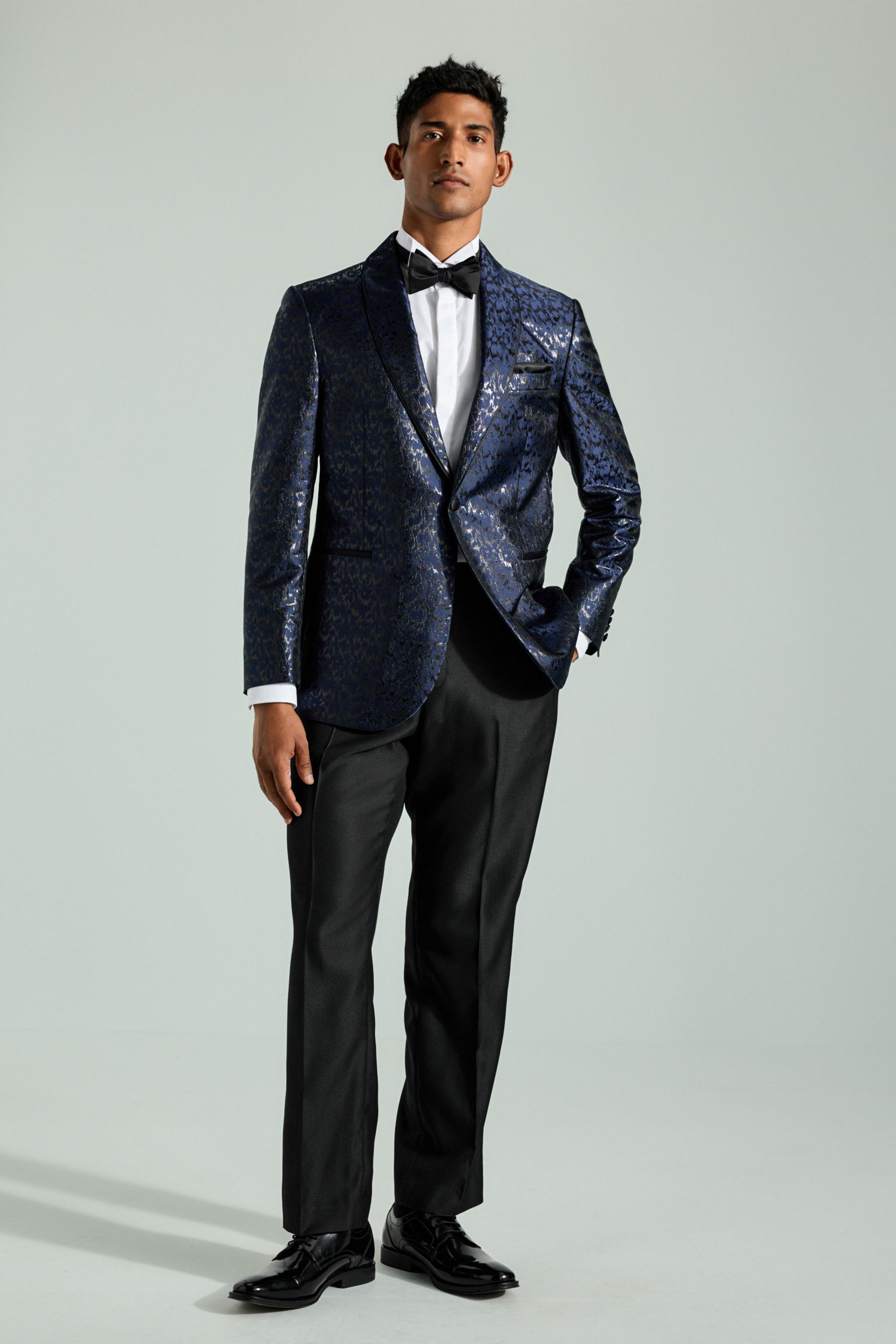 Buy Blue Metallic Leopard Tuxedo Jacket from the Next UK online shop