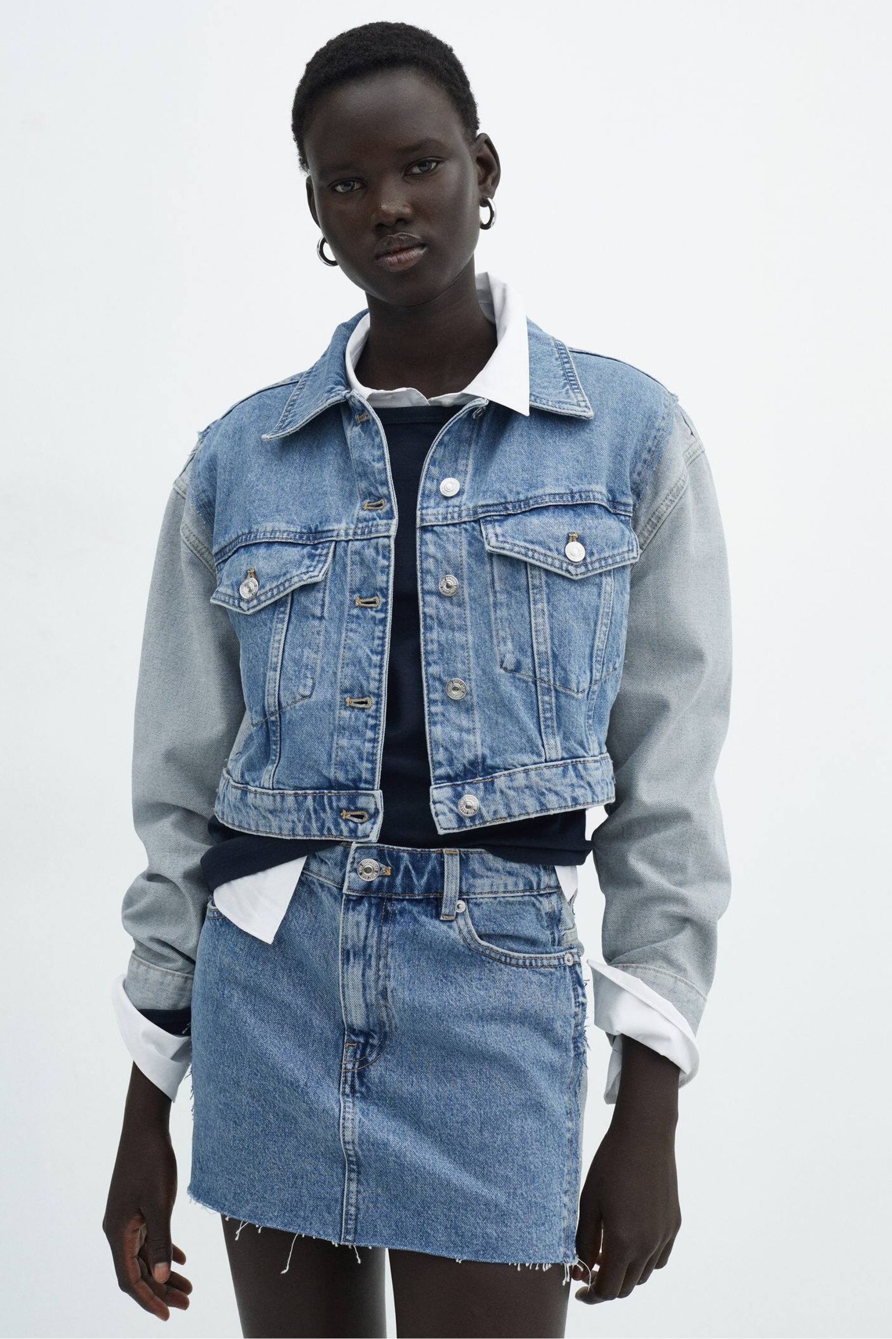 Buy Mango Blue Two Tone 100 Cotton Denim Mini Skirt from the Next UK online shop
