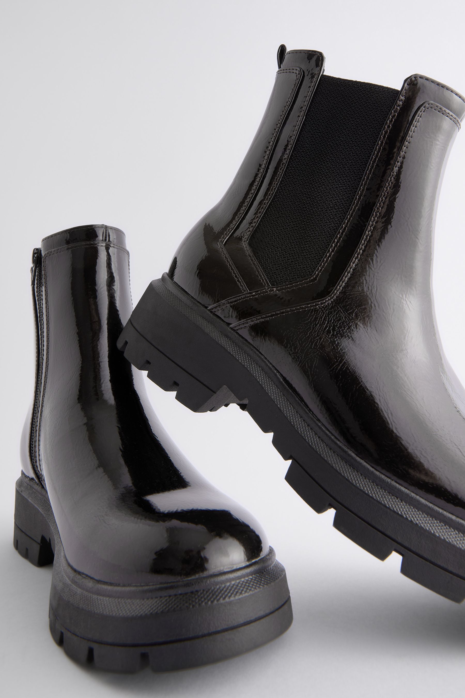 Chocolate Brown Forever Comfort Patent Chelsea Boots