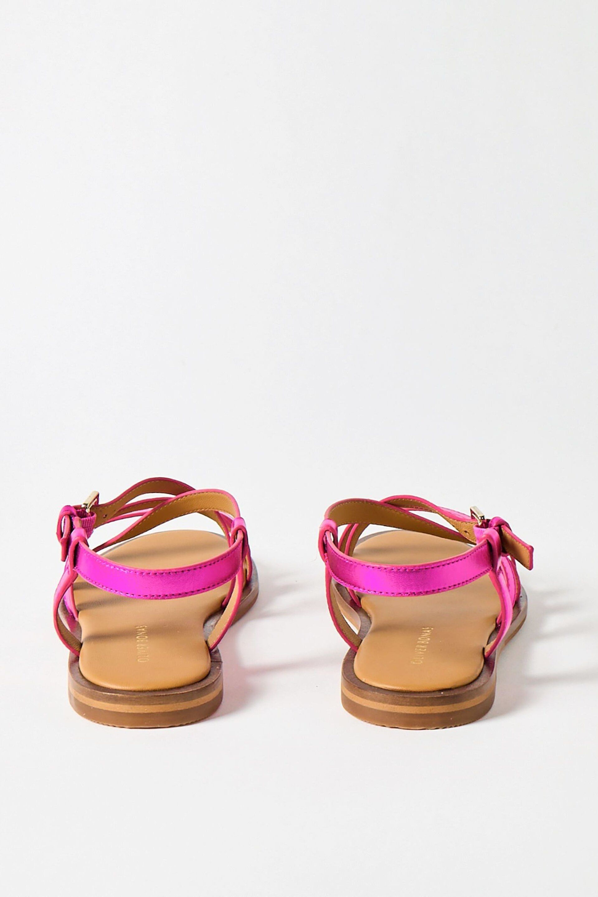 Oliver Bonas Pink Metallic Strappy Leather Sandals - Image 5 of 7