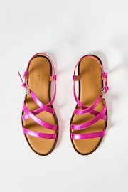 Oliver Bonas Pink Metallic Strappy Leather Sandals - Image 6 of 7