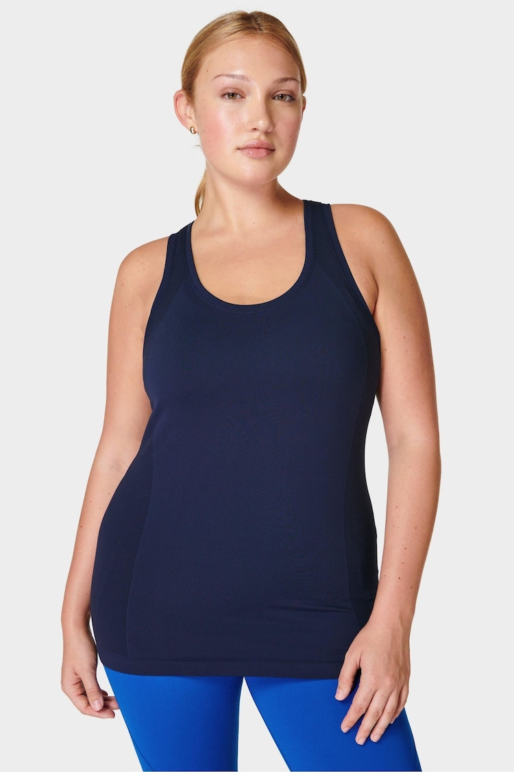 Sweaty Betty Navy Blue Athlete Seamless Workout Tank Top - Image 1 of 7