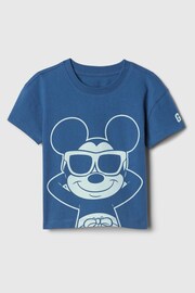 Gap Blue Disney Mickey Mouse Graphic Short Sleeve Crew Neck T-Shirt (Newborn-5yrs) - Image 1 of 2