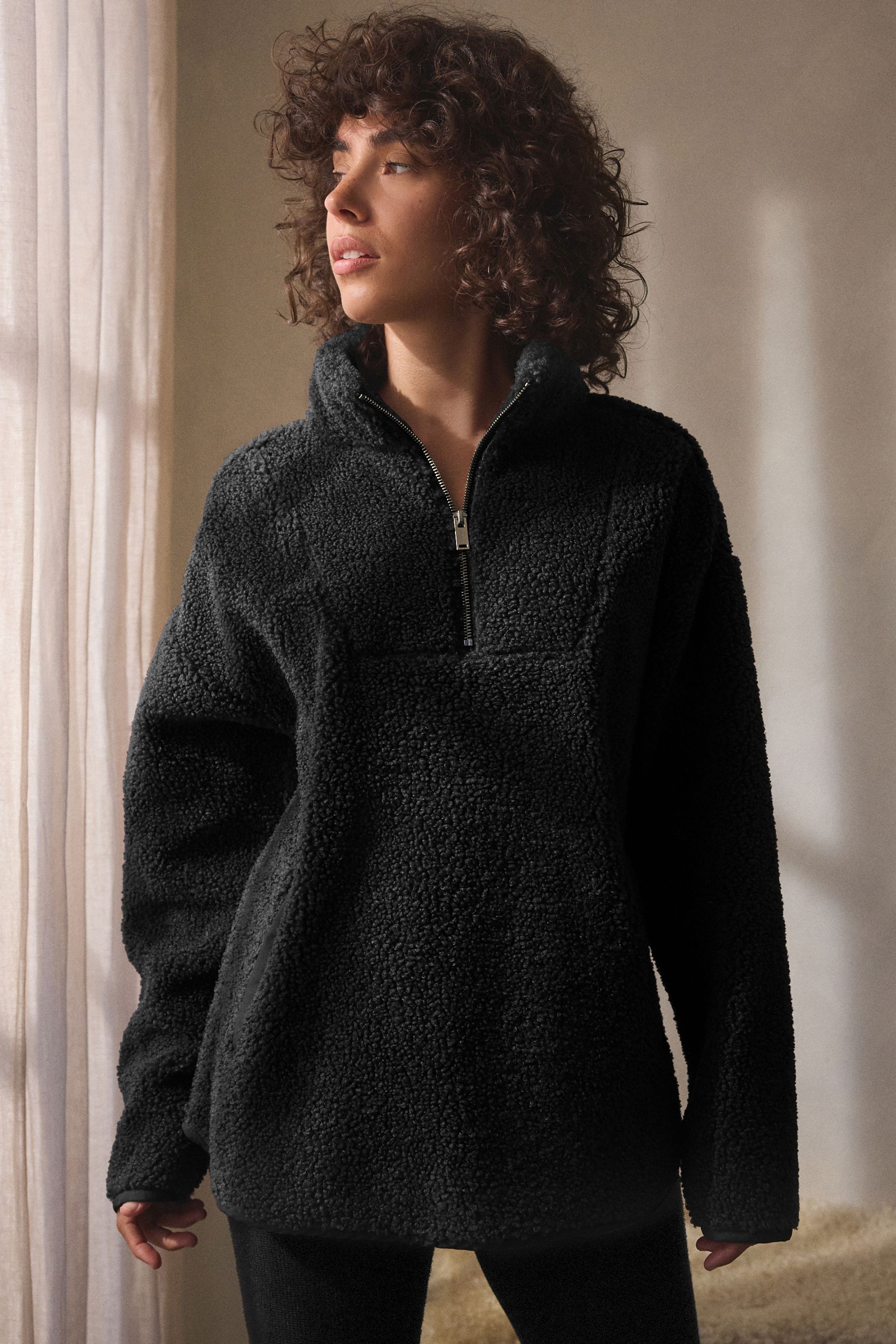 Half zip fleece black best sale
