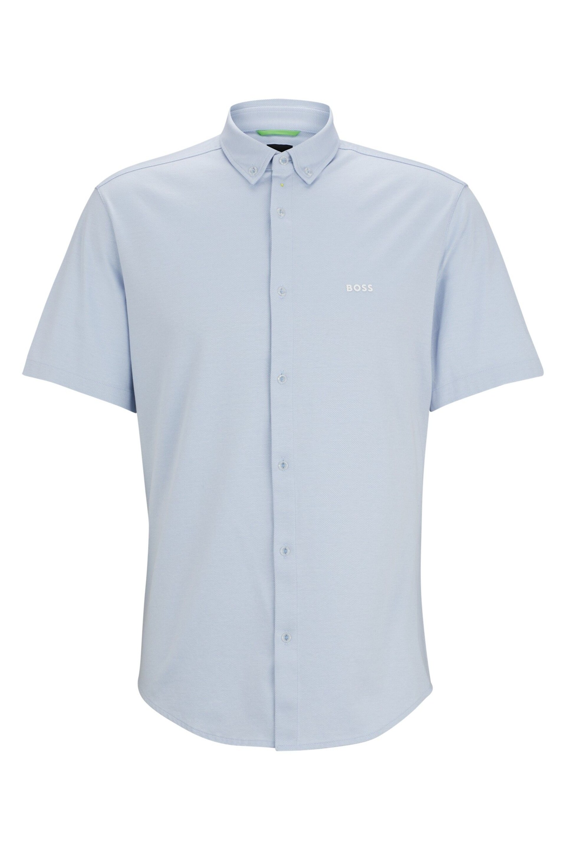 BOSS Light Blue Regular-Fit Shirt in Cotton Piqué Jersey - Image 7 of 7
