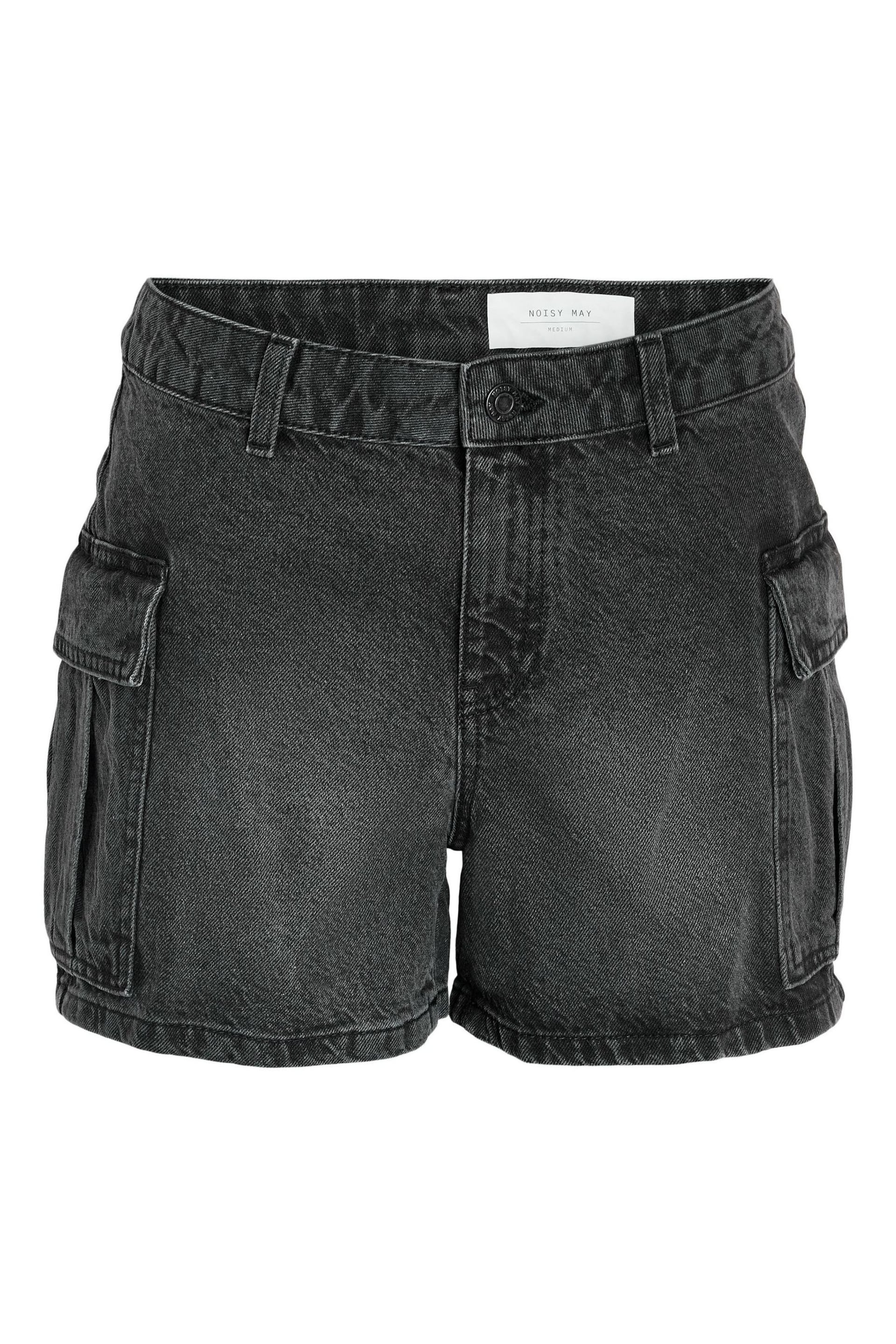 NOISY MAY Black Cargo Mom Denim Shorts - Image 7 of 8