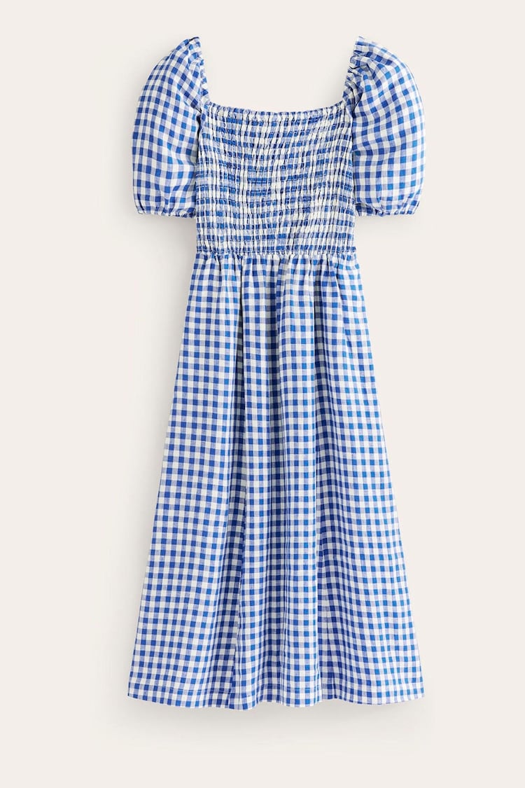 Boden Blue Sky Smocked 100% Linen Midi Dress - Image 6 of 6