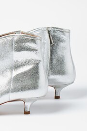 Oliver Bonas Silver Pointed Kitten Heel Leather Boots - Image 4 of 7