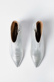 Oliver Bonas Silver Pointed Kitten Heel Leather Boots - Image 6 of 7