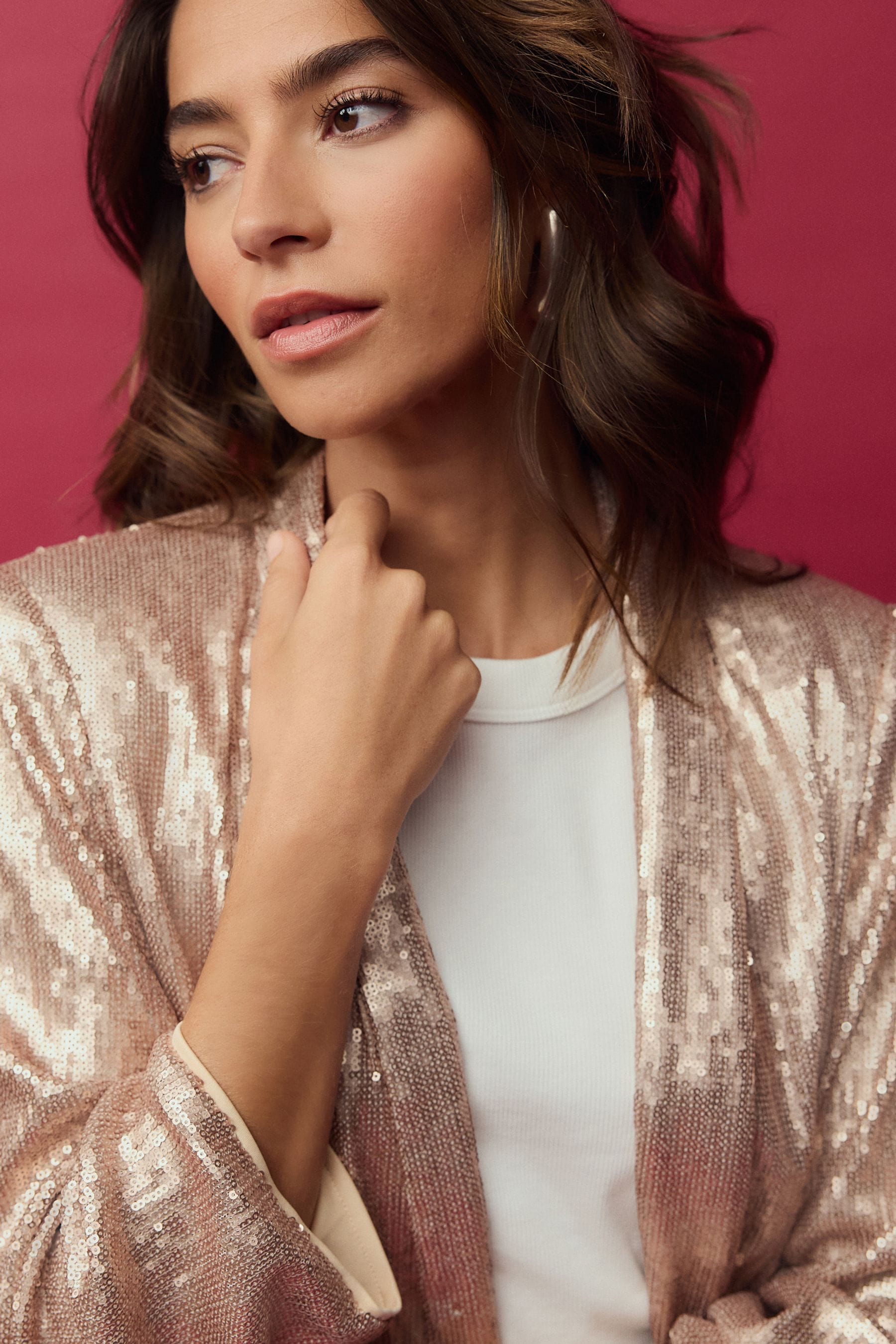 Pink sequin blazer online