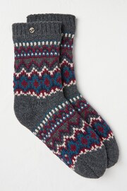 FatFace Grey Mens Fairisle Pattern Bedsocks - Image 1 of 2