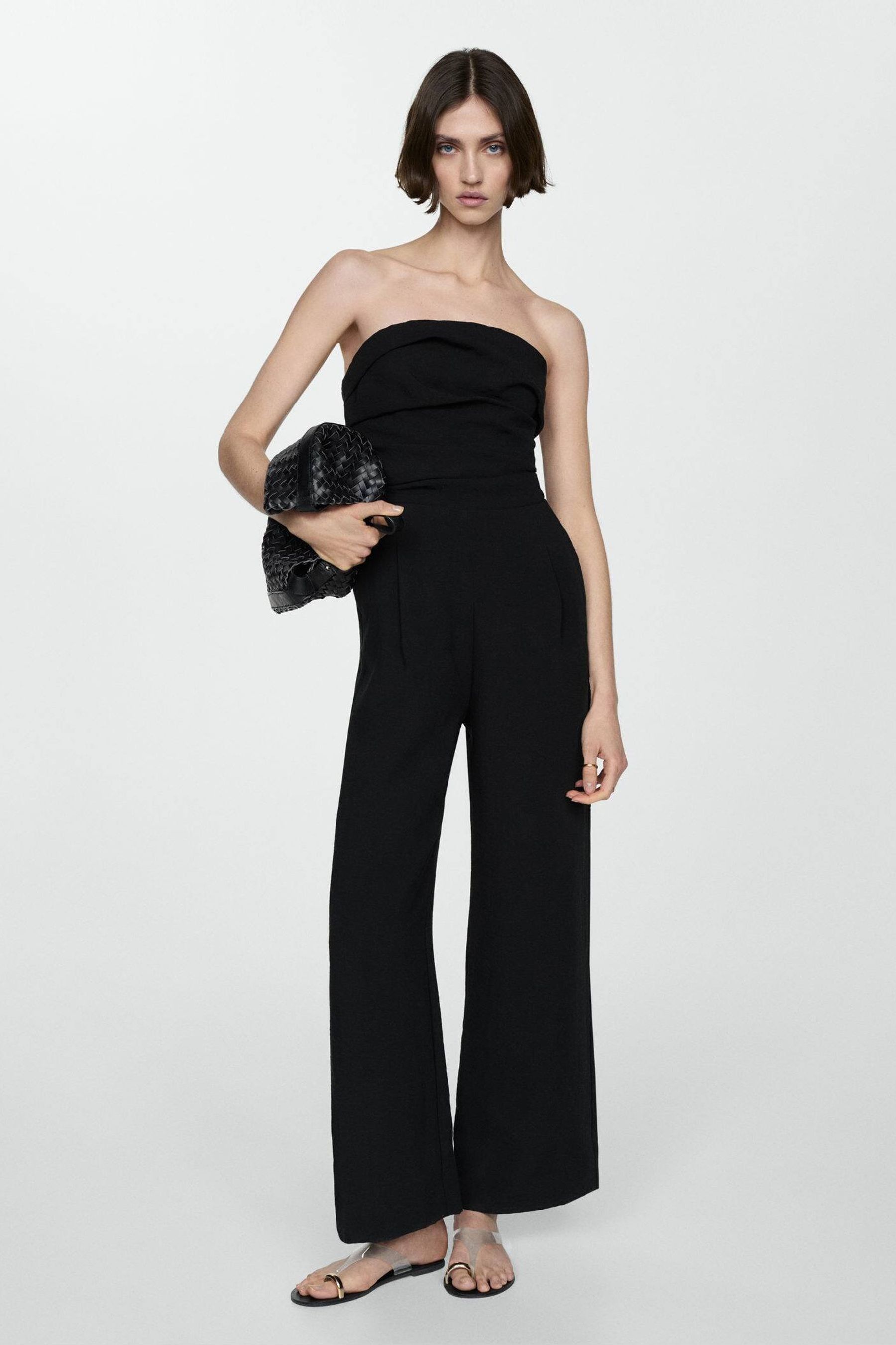 Black strapless jumpsuit uk shop