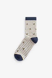 Navy/Ochre Bee Ankle Socks 5 Pack - Image 2 of 6