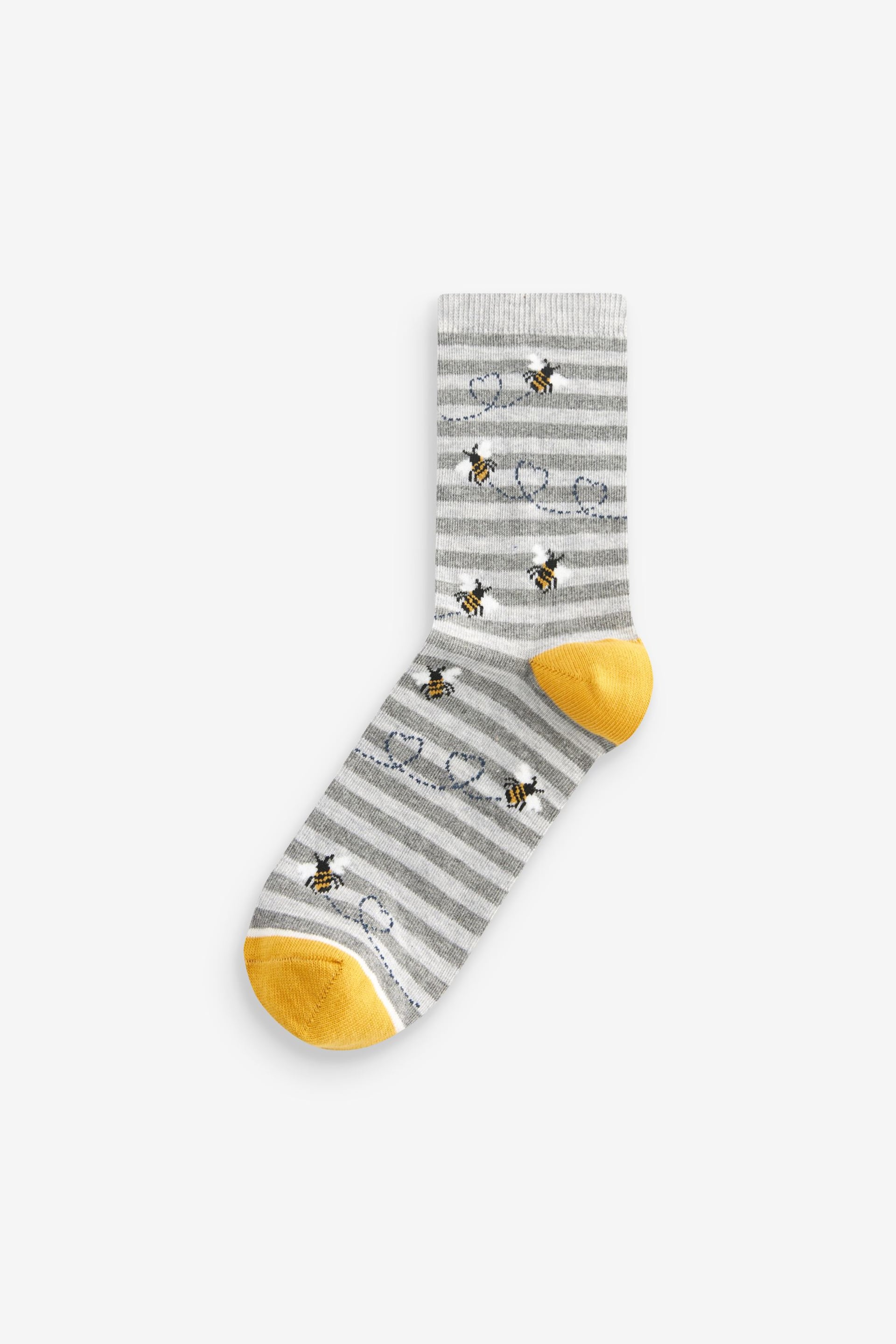 Navy/Ochre Bee Ankle Socks 5 Pack - Image 4 of 6