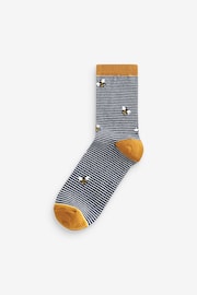 Navy/Ochre Bee Ankle Socks 5 Pack - Image 6 of 6