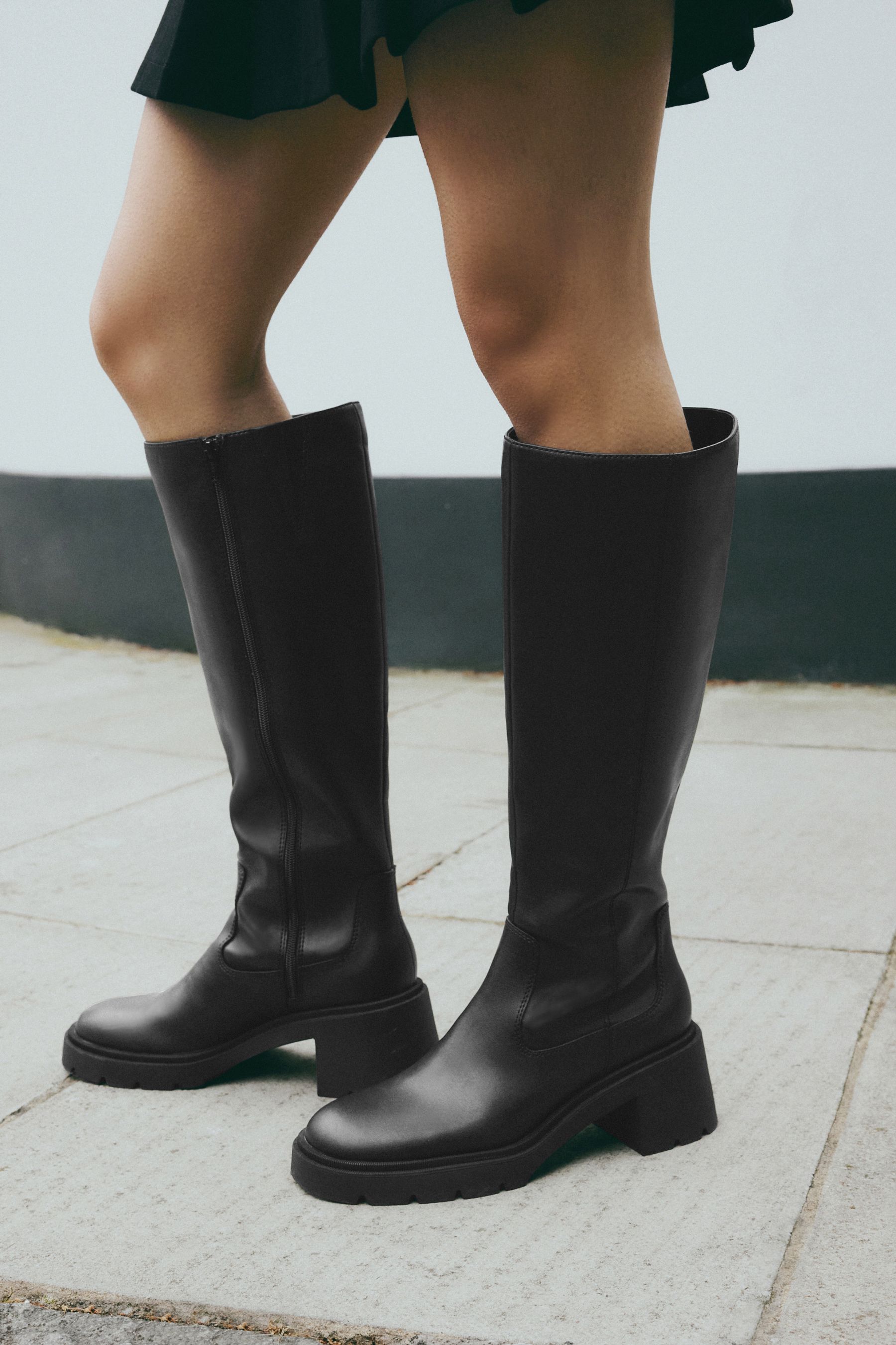 Tall chunky heel boots sales