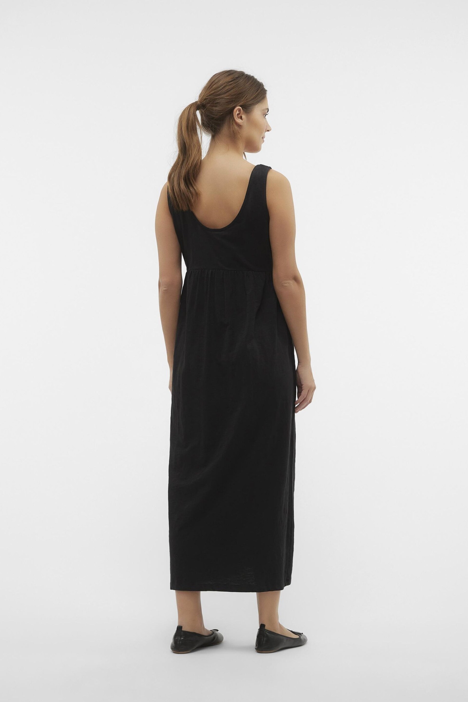 Mamalicious Black Maternity Button Front Maxi Dress With Nursing Function - Image 2 of 5