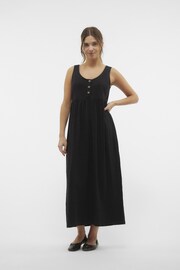 Mamalicious Black Maternity Button Front Maxi Dress With Nursing Function - Image 3 of 5
