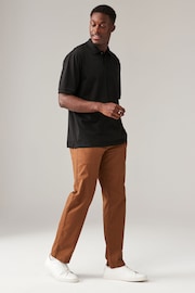 Black Relaxed Fit Short Cotton Pique Polo Shirt - Image 2 of 7