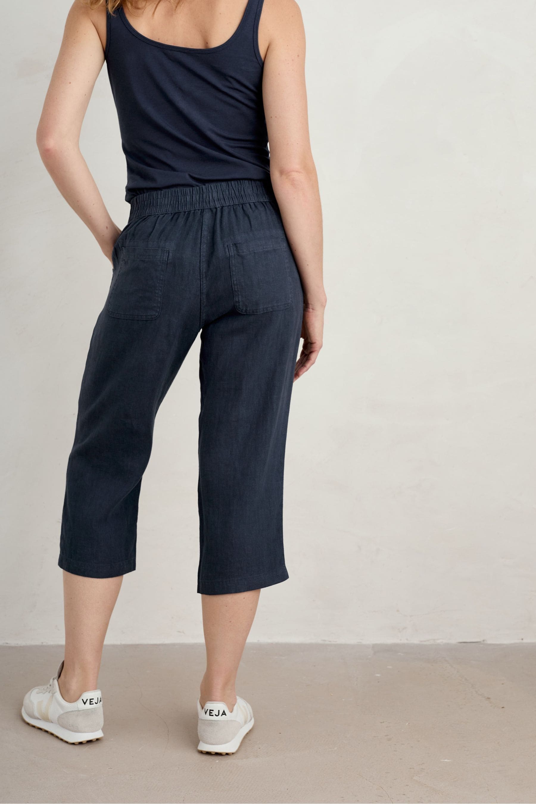 Buy Seasalt Cornwall Blue Brawn Point 100 Linen Crop Trousers from Next USA