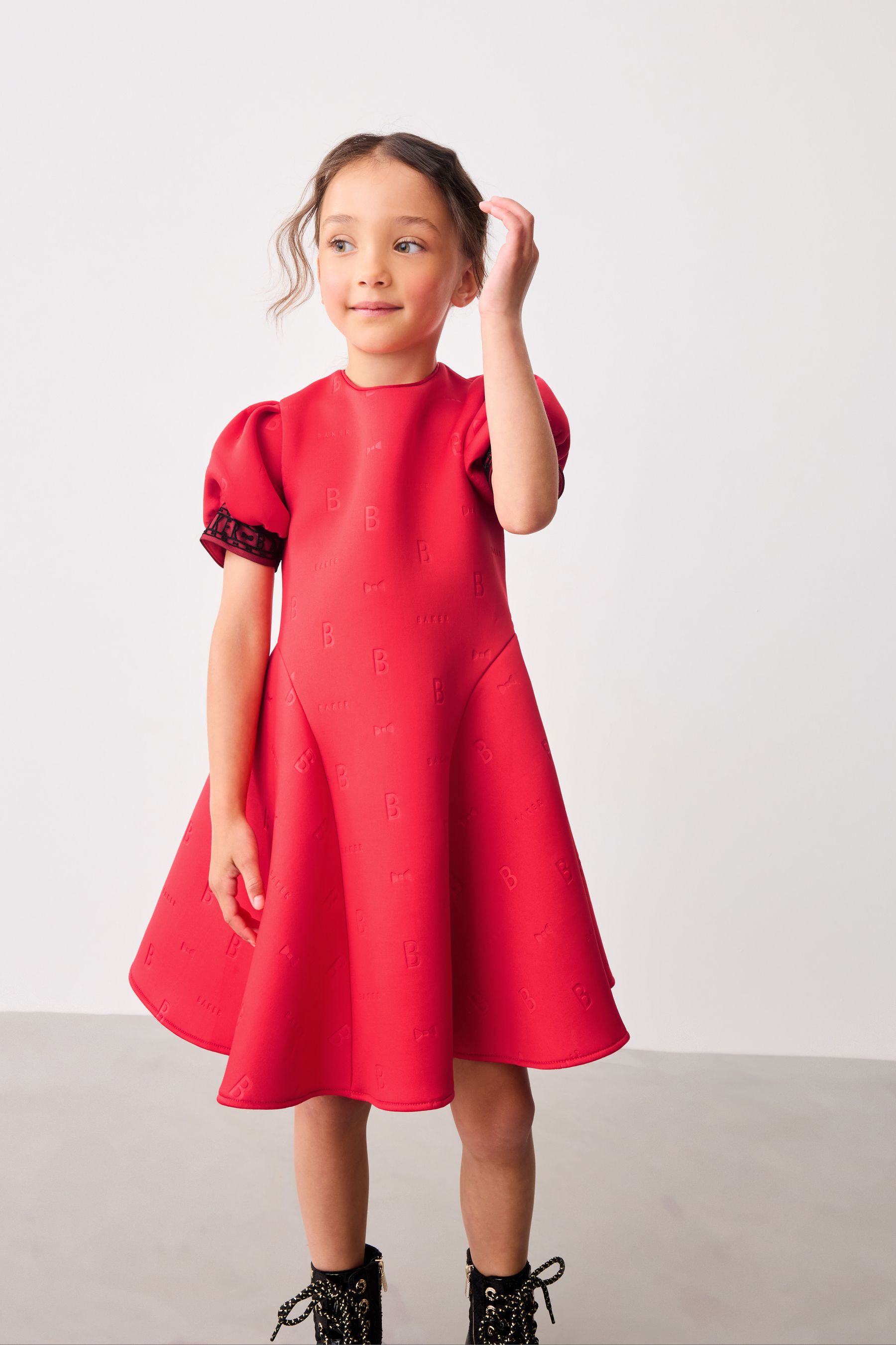 Buy Baker by Ted Baker Red Embossed Mesh Trim Scuba Dress from Next France