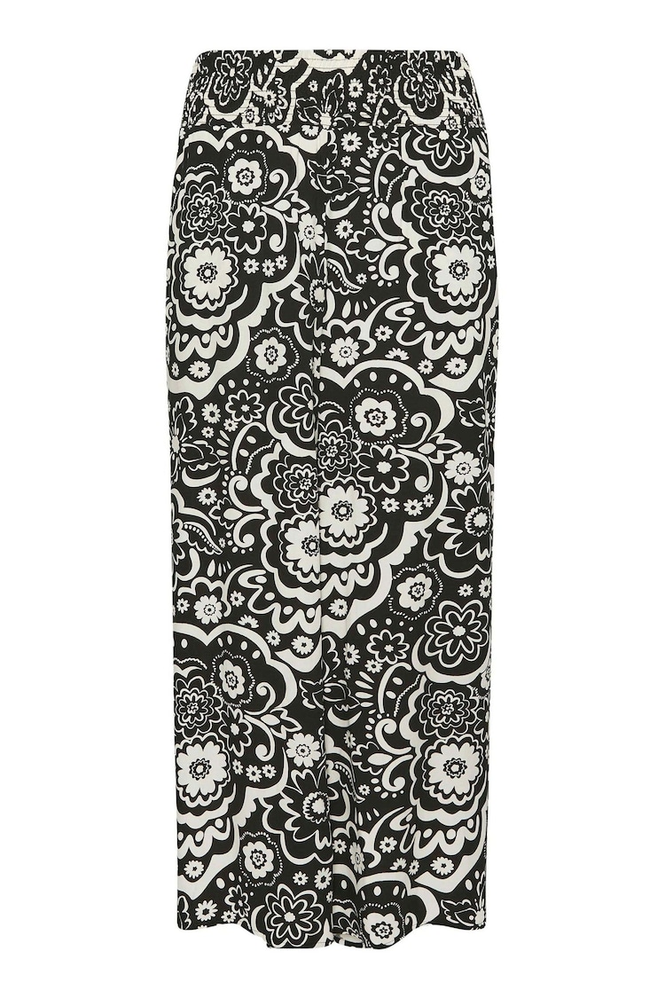 Yours Curve Black Floral Print Shirred Wide Leg Trousers - Image 5 of 5