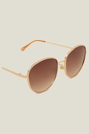 Accessorize Gold Groove Edge Aviator Sunglasses - Image 2 of 3