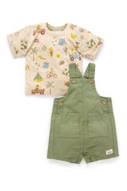 Purebaby Green Dungaree Set - Image 1 of 4