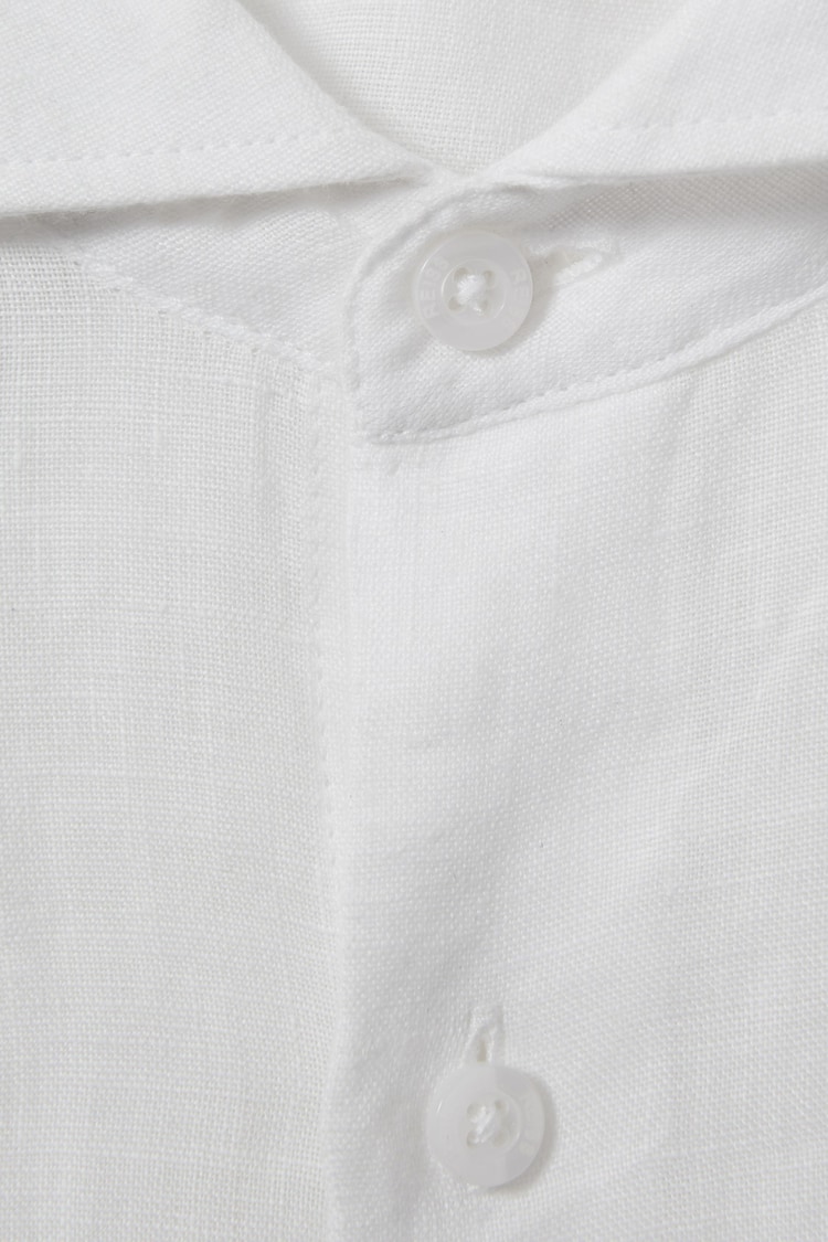 Reiss White Ruban Teen 100% Linen Cutaway Collar Shirt - Image 4 of 4