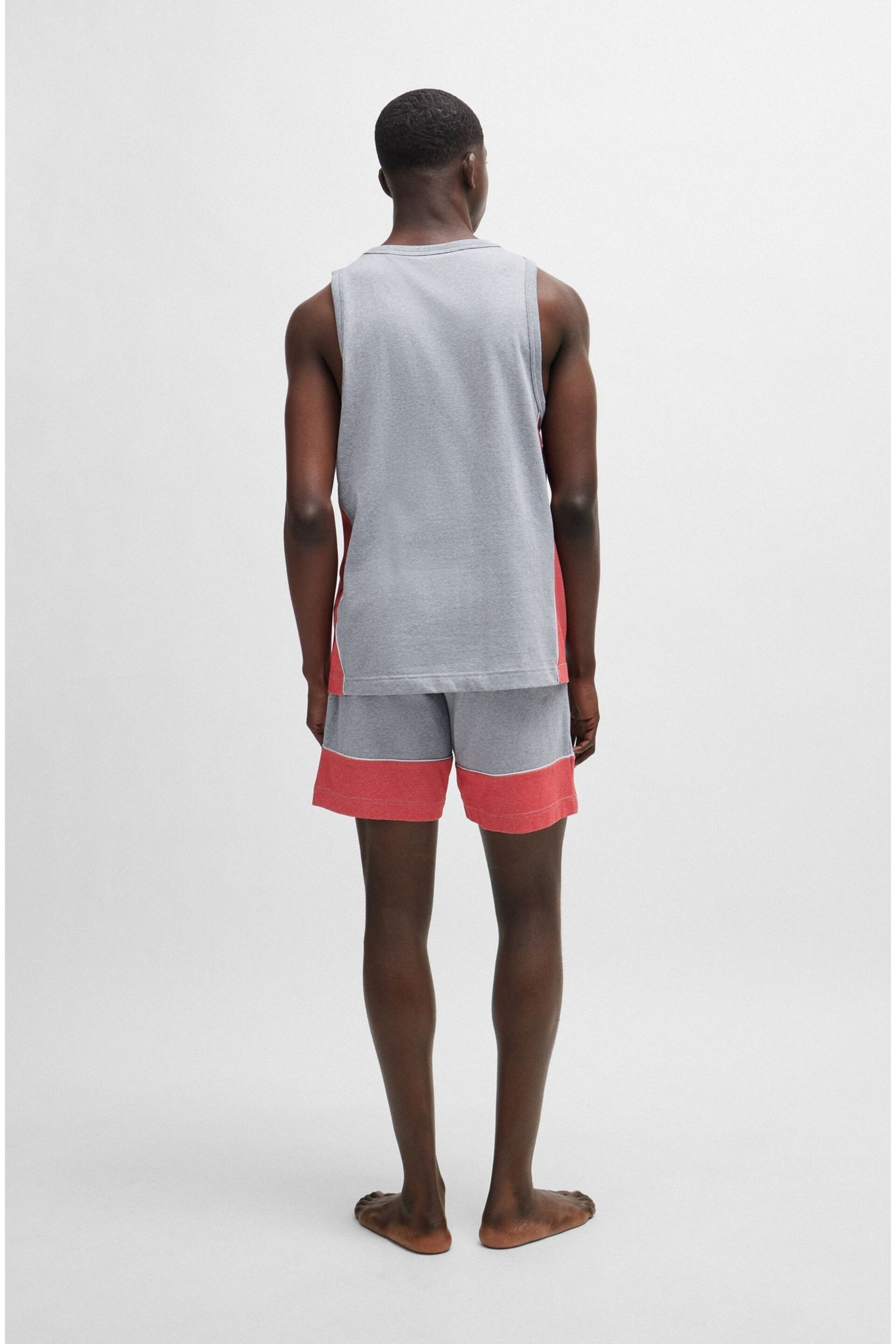 HUGO Stretch-Cotton Grey Pyjamas Vest With Mesh Panels - Image 2 of 5