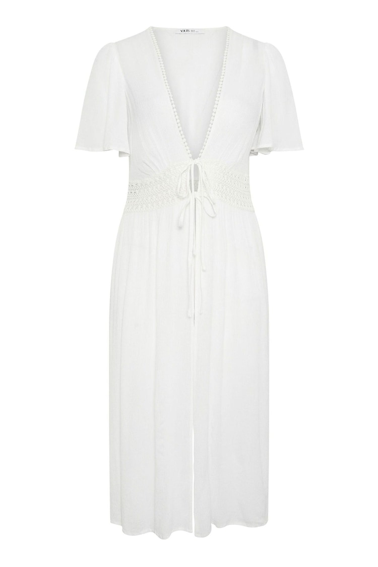 Yours Curve White Crinkle Maxi Kimono - Image 7 of 7