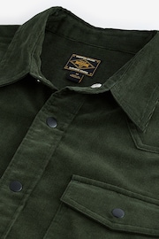 Dark Green Cord Twin Pocket Western Long Sleeve Shirt - Image 4 of 5