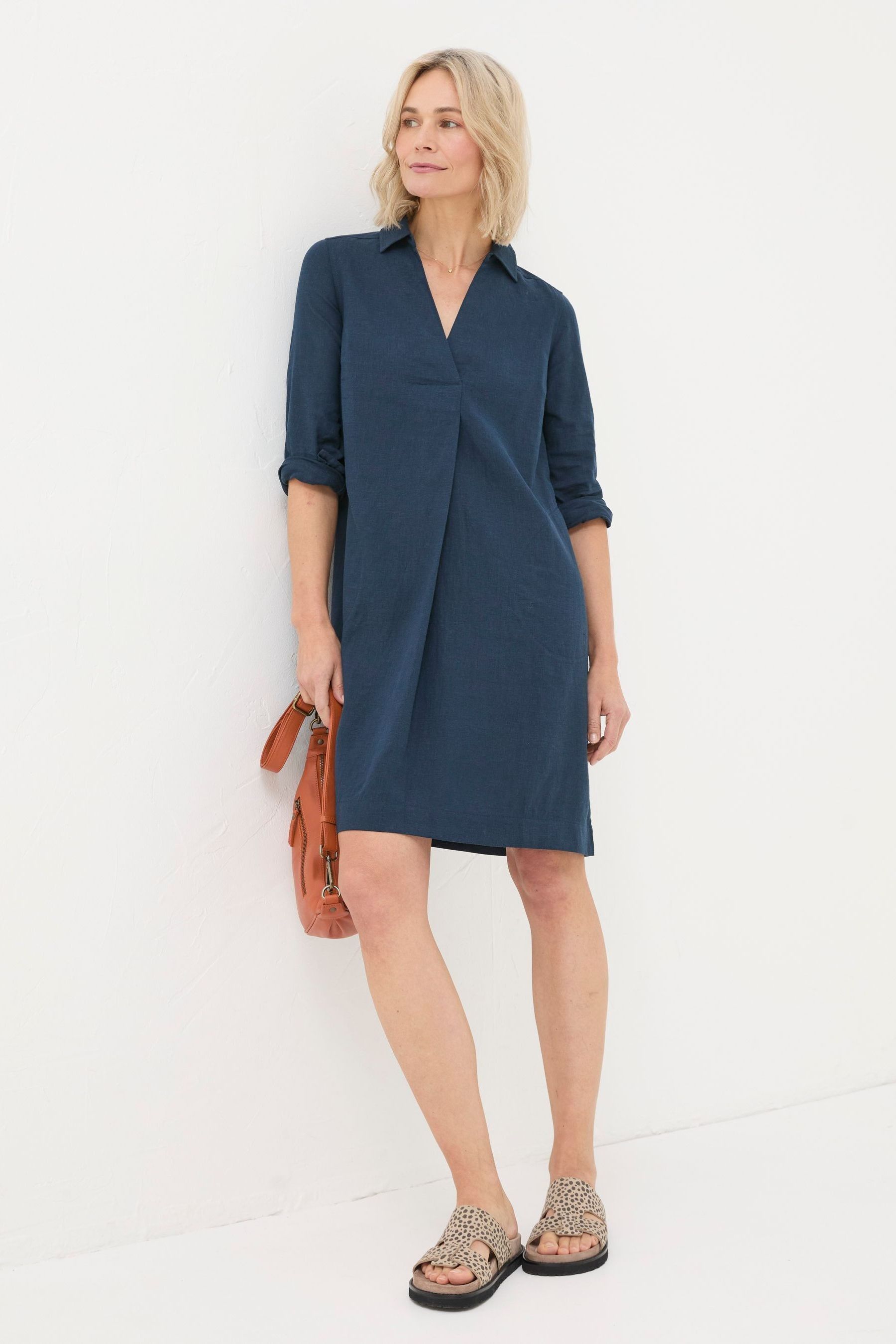 Buy FatFace Mina Blue Linen Blend Tunic Dress from Next Luxembourg