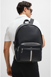 BOSS Black Signature Stripe Faux Leather Backpack - Image 1 of 4