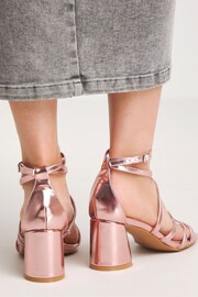 Simply Be Pink Cross-Over Front Strap Cylindrical Heels In Wide Fit - Image 3 of 4
