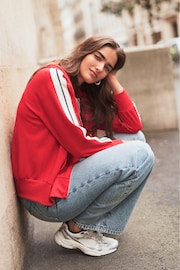 Red Zip Through Side Stripe Tracksuit Hoodie - Image 10 of 13