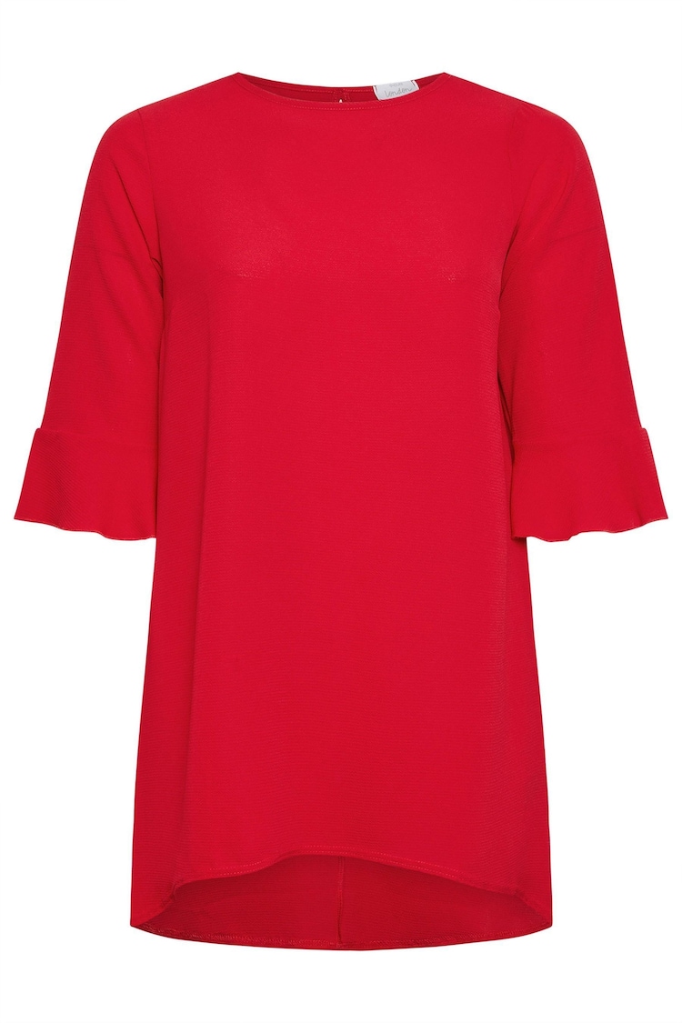 Yours Curve Red Flute Sleeve Tunic - Image 2 of 2