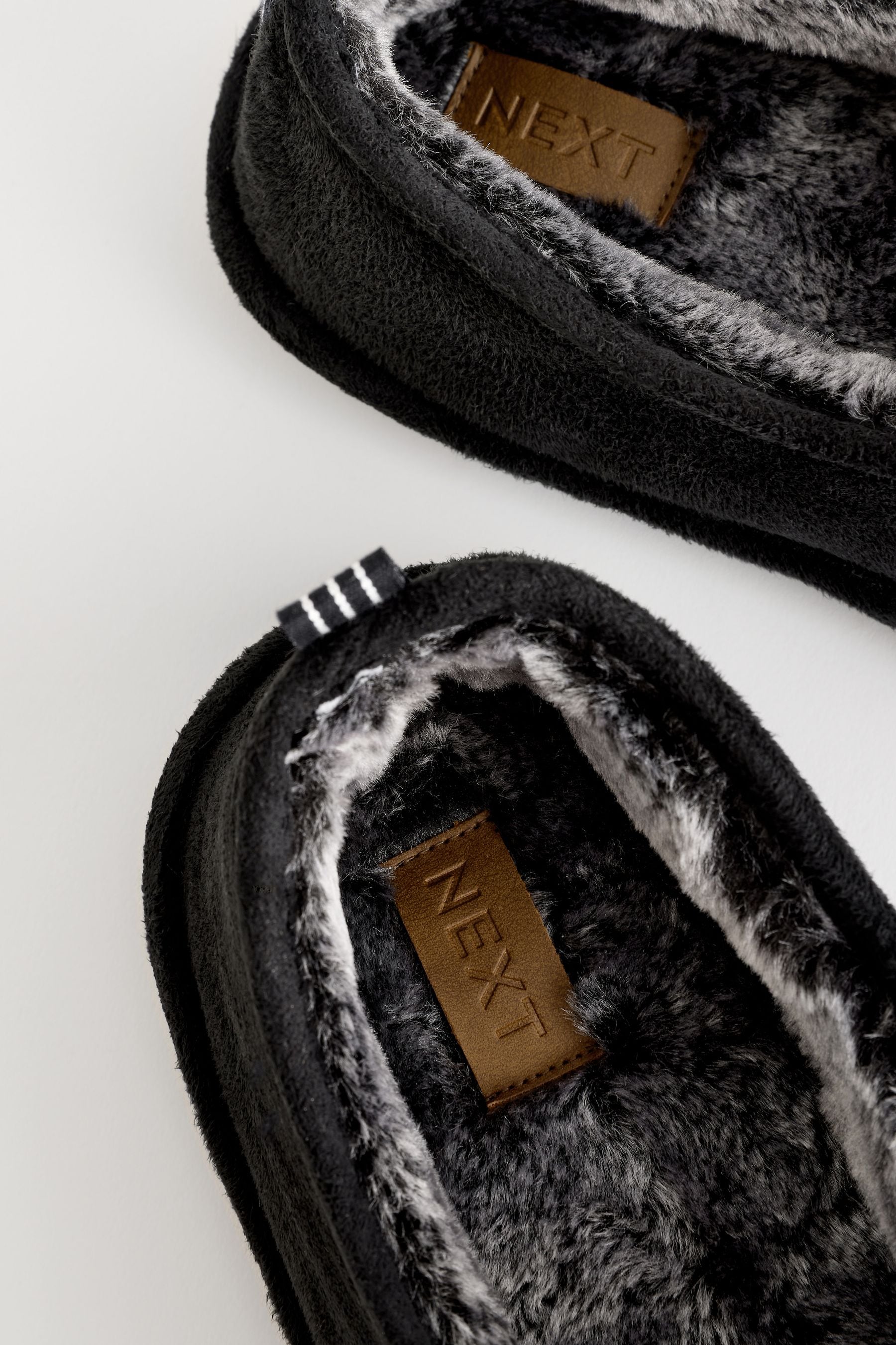 Buy Black Faux Fur Lined Slippers from the Next UK online shop