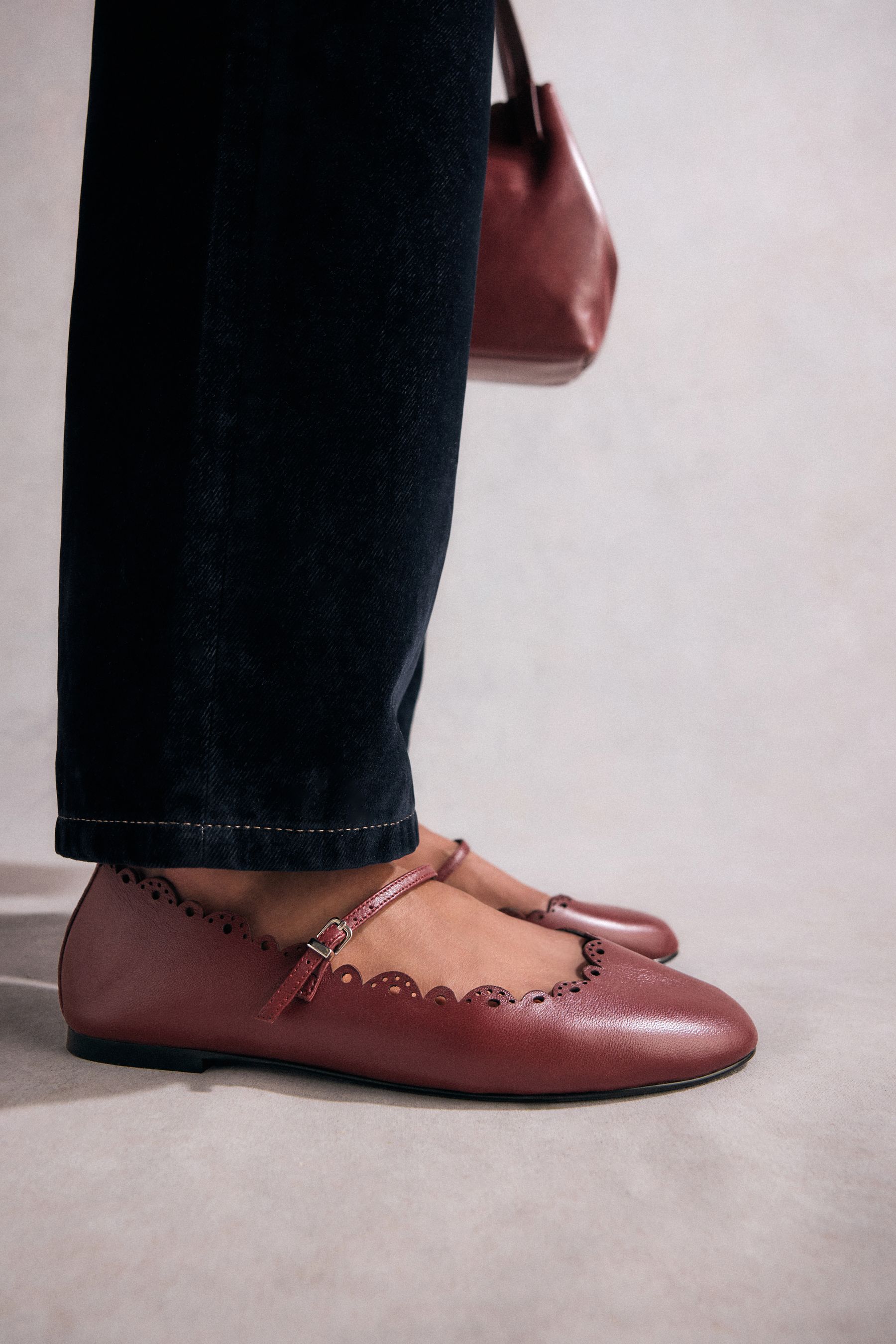 Buy Red Standard Fit Tabitha Simmons Elfie Leather Scalloped Mary Jane Shoes from the Next UK online shop