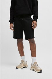 BOSS Black Cotton-Terry Regular-Fit Shorts With Logo Badge - Image 1 of 6
