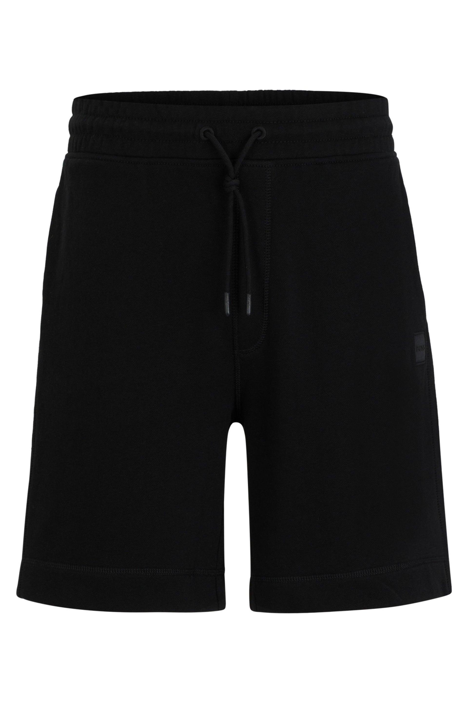 BOSS Black Cotton-Terry Regular-Fit Shorts With Logo Badge - Image 5 of 6