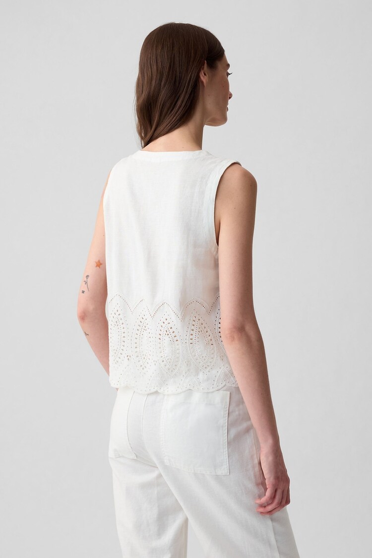 Gap White Linen-Blend Waistcoat Vest - Image 2 of 5