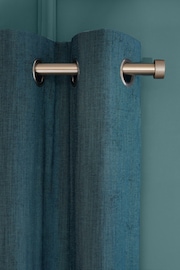 Teal Blue Matte Chenille Blackout/Thermal Eyelet Curtains - Image 6 of 7