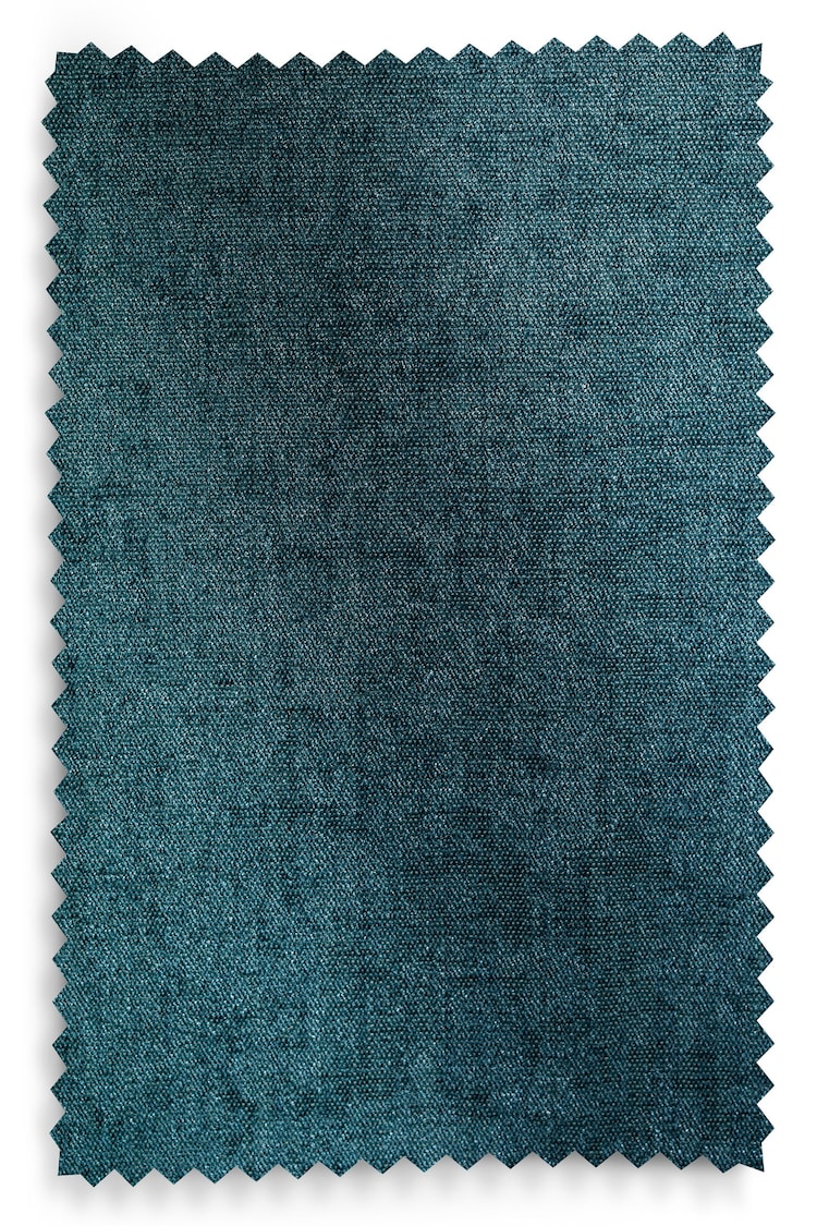 Teal Blue Matte Chenille Blackout/Thermal Eyelet Curtains - Image 7 of 7