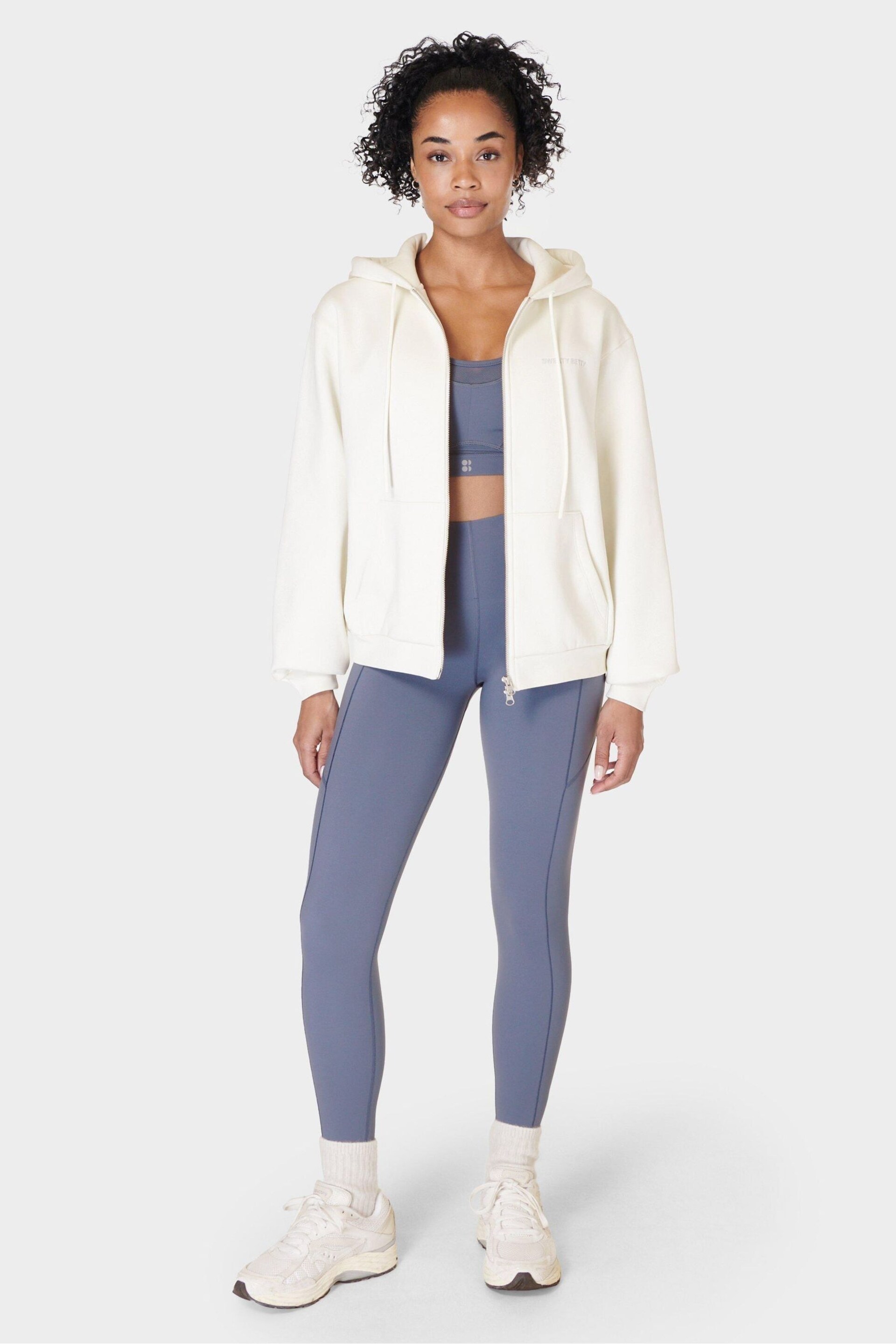 Sweaty Betty Lily White Powerhouse Zip Up Hoodie - Image 4 of 8