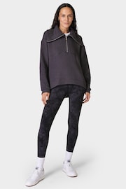 Sweaty Betty Urban Grey Restful Boucle Half Zip Jumper - Image 4 of 7