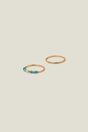 Accessorize 14ct Gold Plated Pearl Beaded Rings 2 Pack - Image 2 of 3